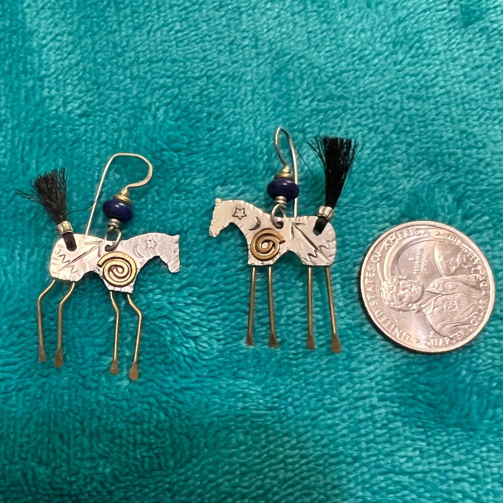 Native American War Pony earrings designer stamped 925